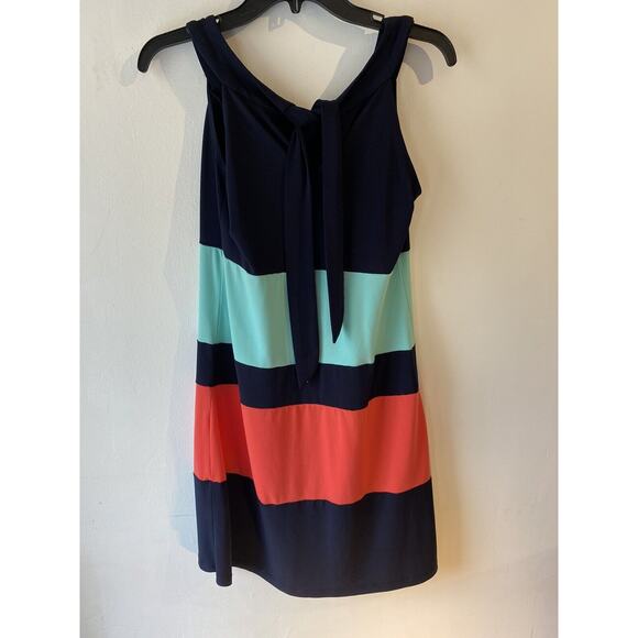 Navy Colorblock 90s Dress SZ 6 Career Office Work Casual Y2k Knee Length - Picture 4 of 9